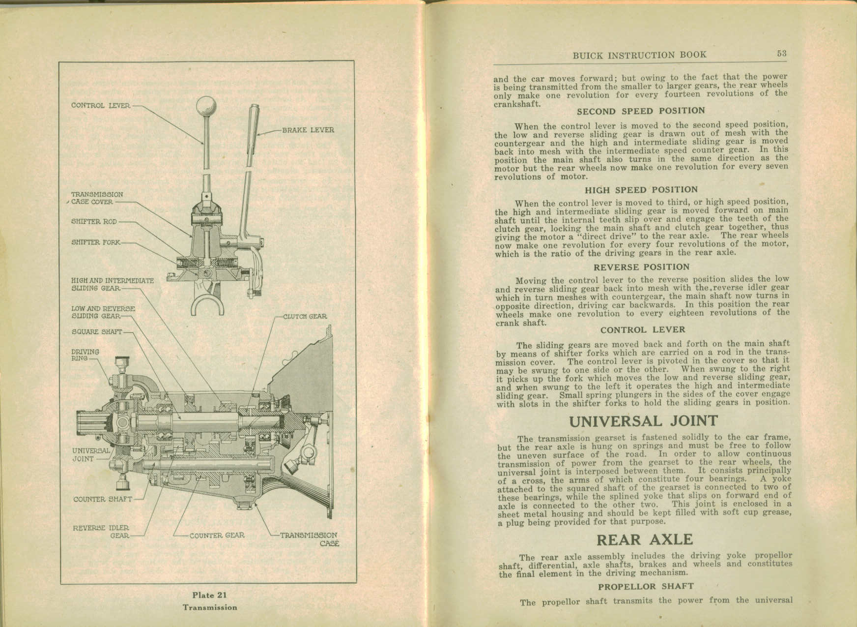 1916 Buick D-44  D-45 Instruction Book-52-53