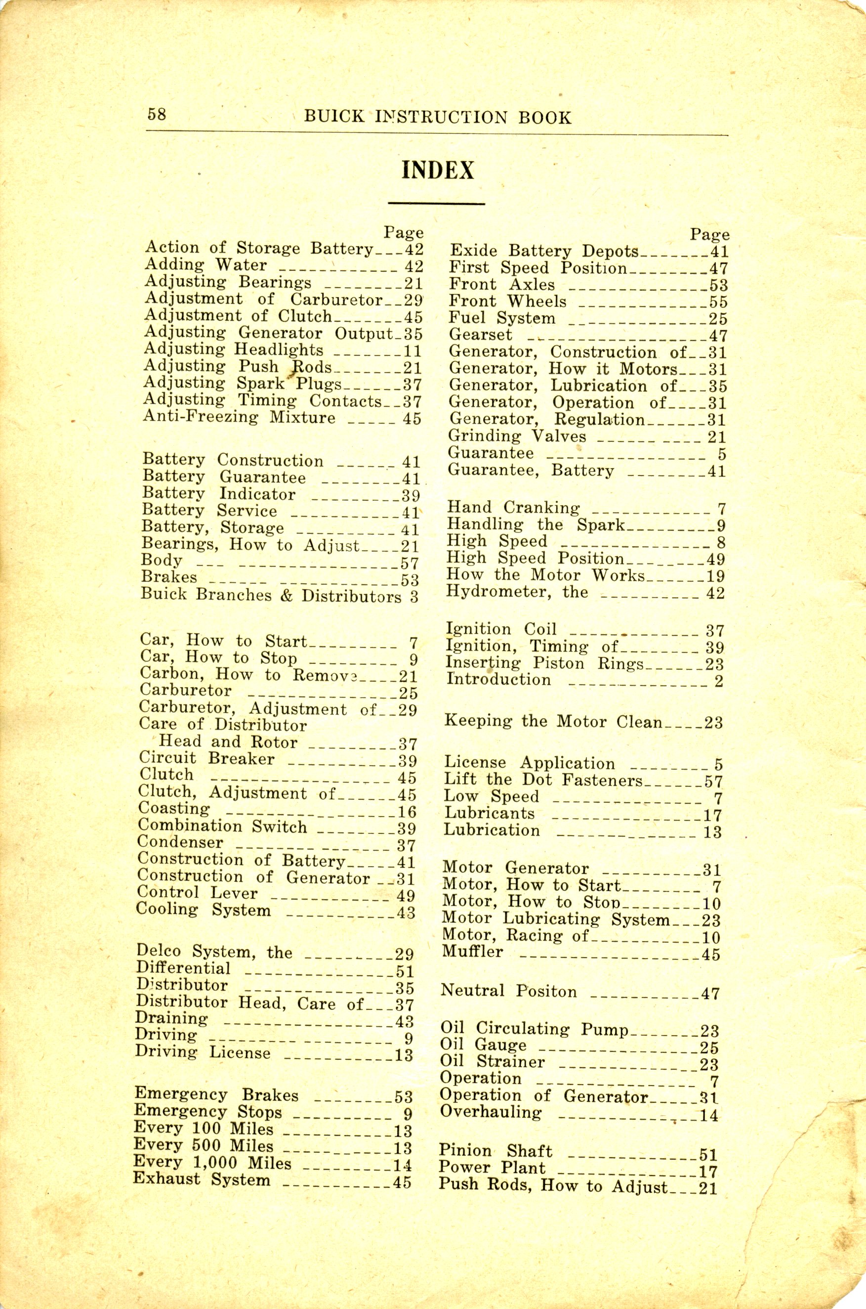 1918 Buick Instruction Book-4 Cyl-58