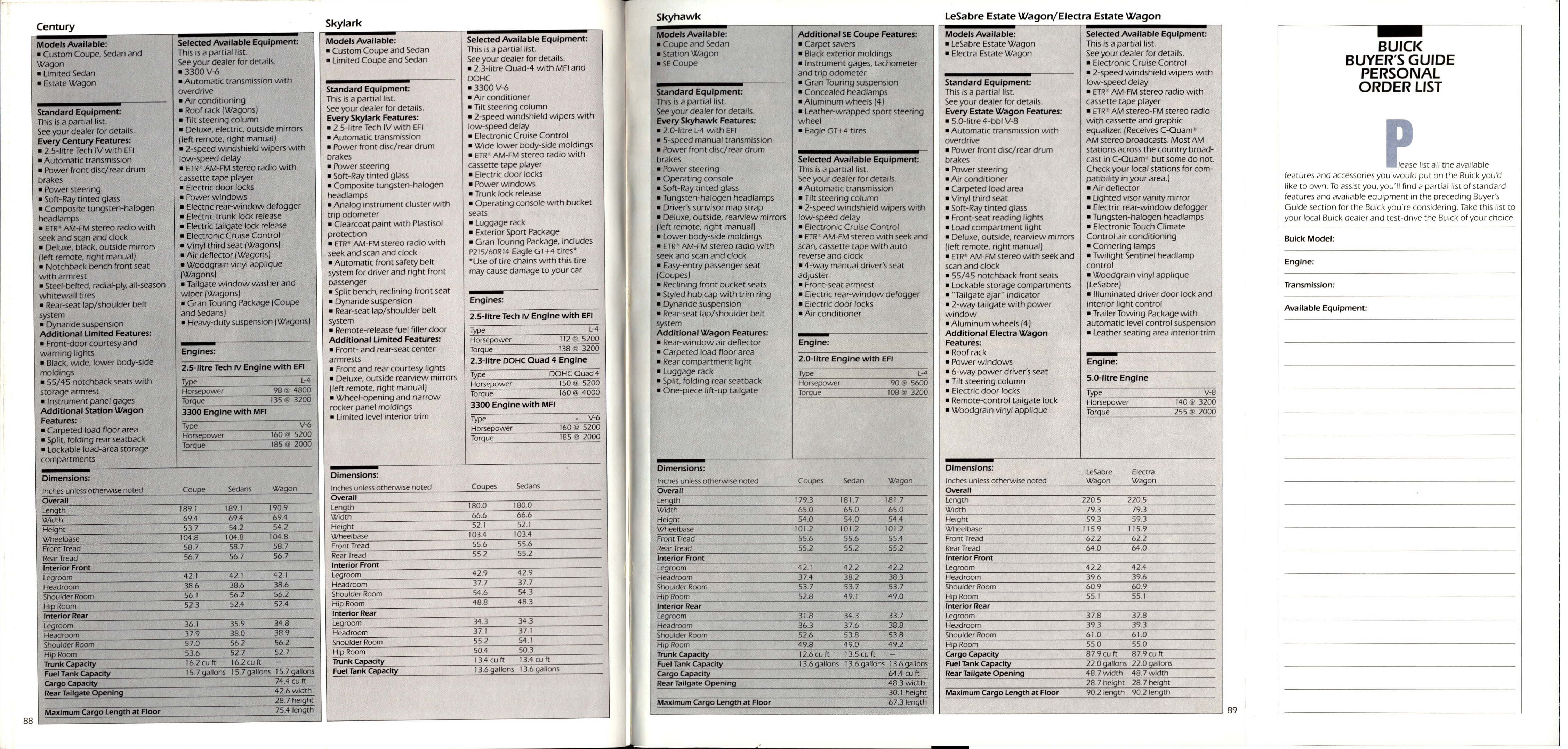 1989 Buick Full Line Prestige-88-89-90