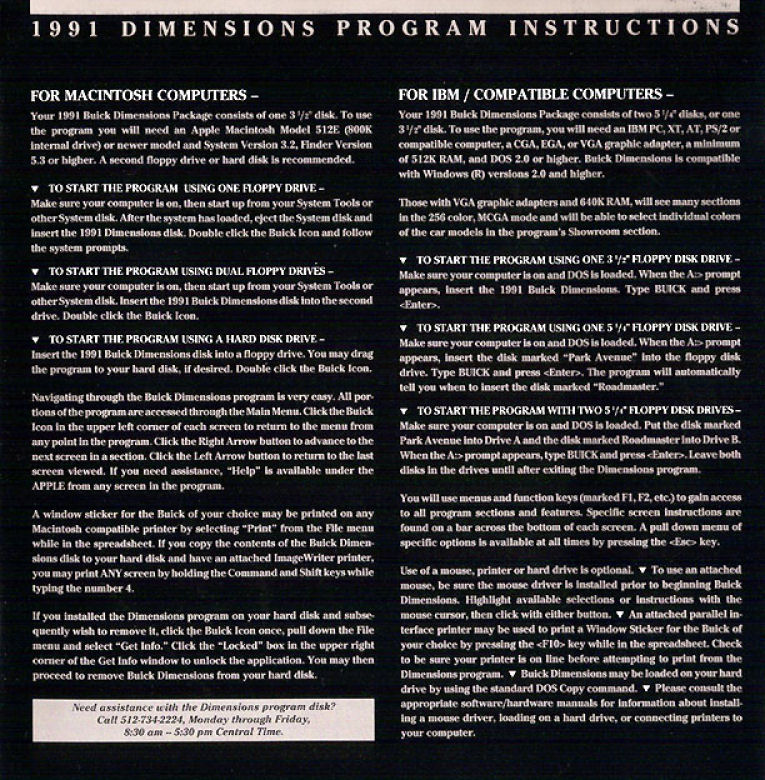 1991 Buick Dimensions Mailer with Disk-11