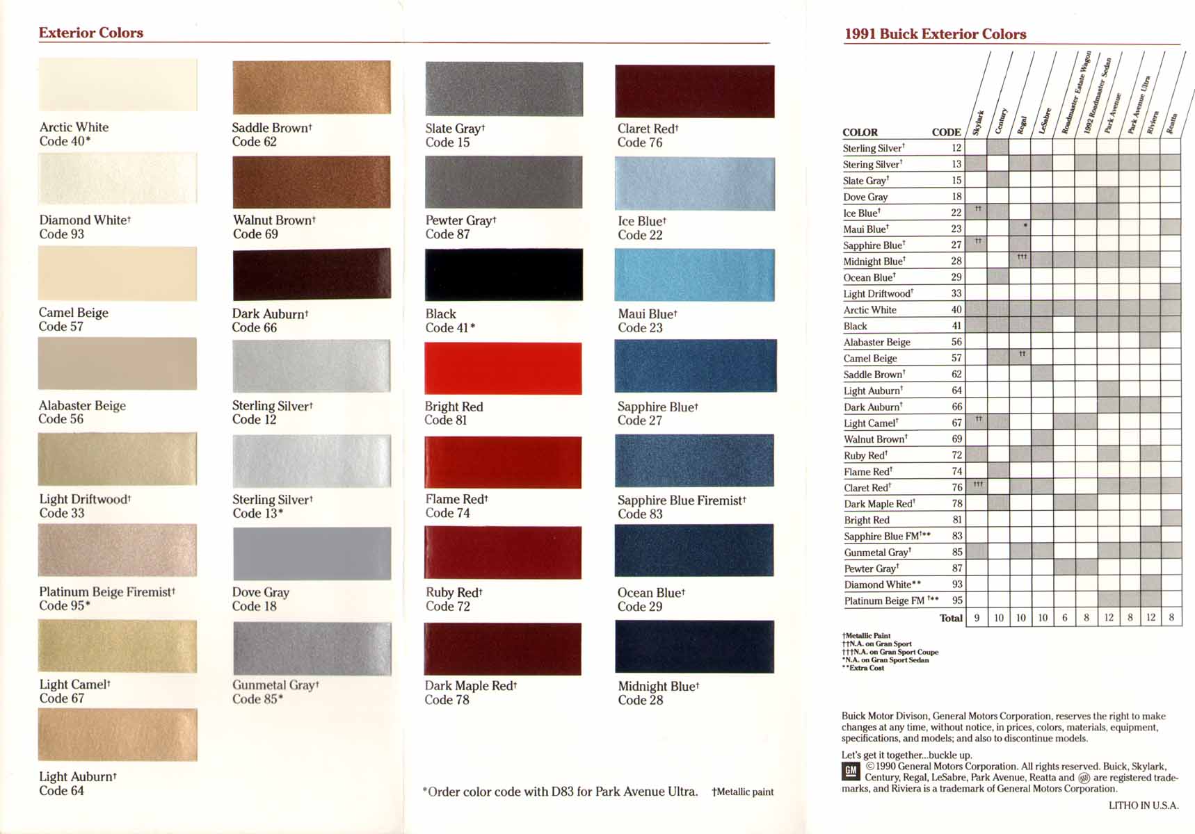 1991 Buick Exterior Colors-02-03-04