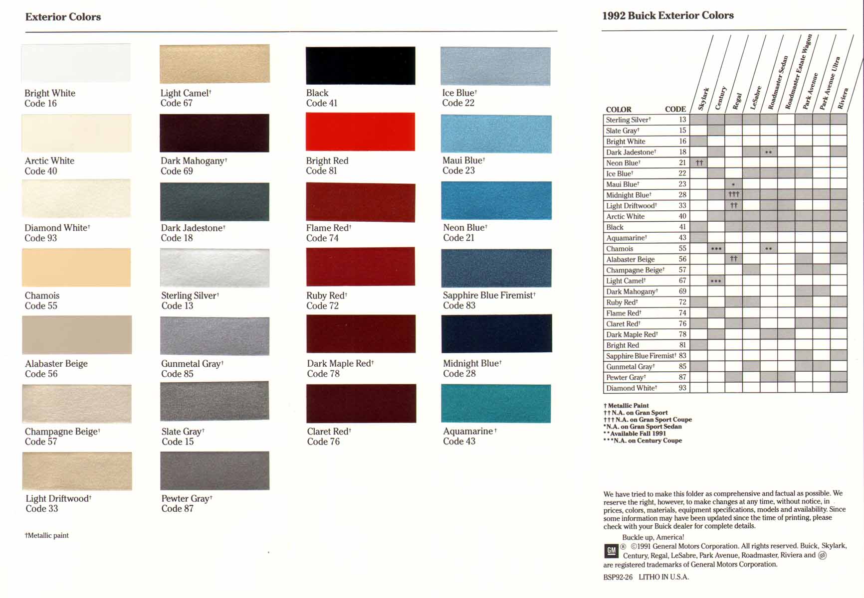 1992 Buick Exterior Colors-02-03-04