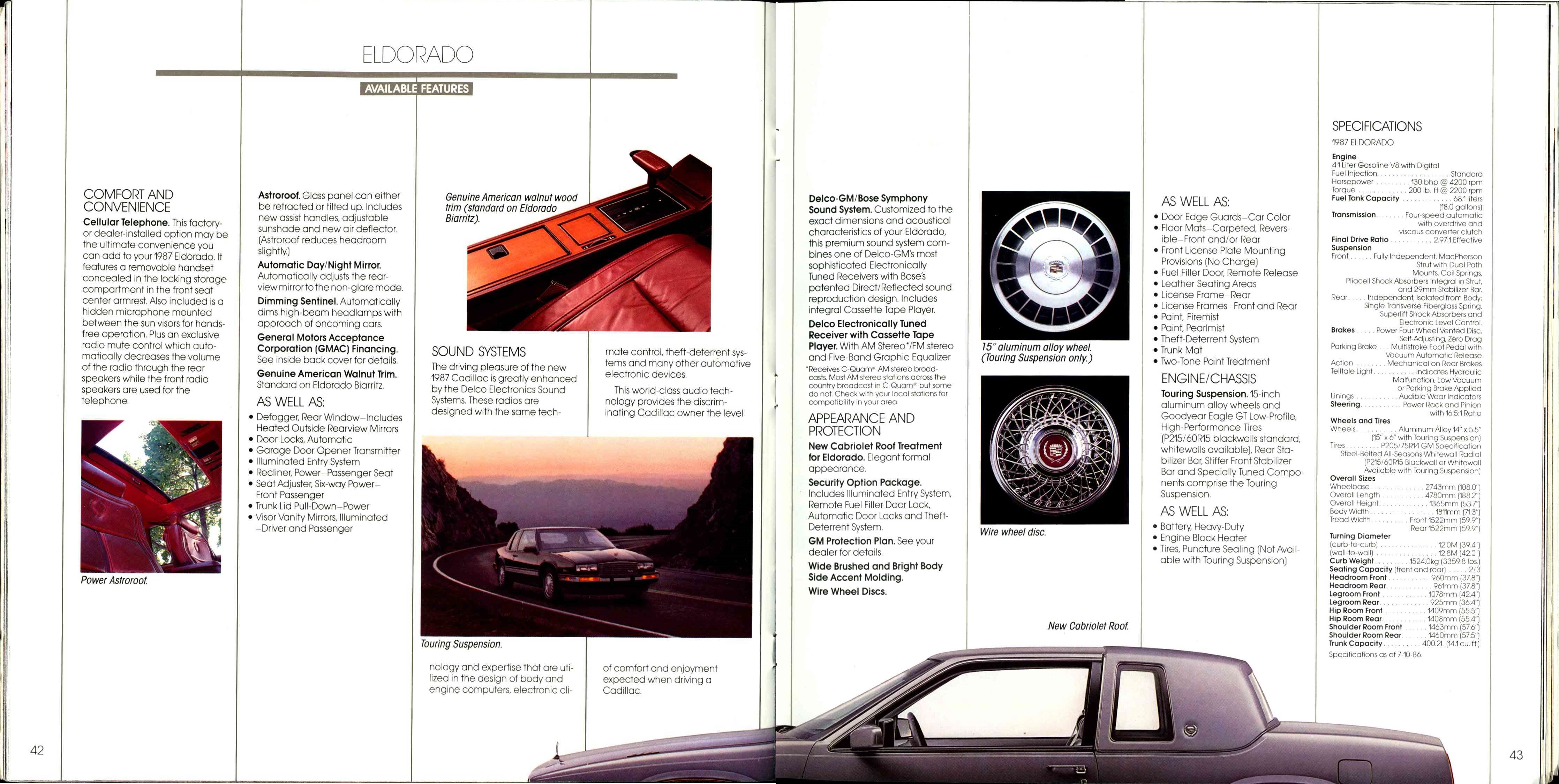 1987 Cadillac Full Line Prestige Brochure 42-43