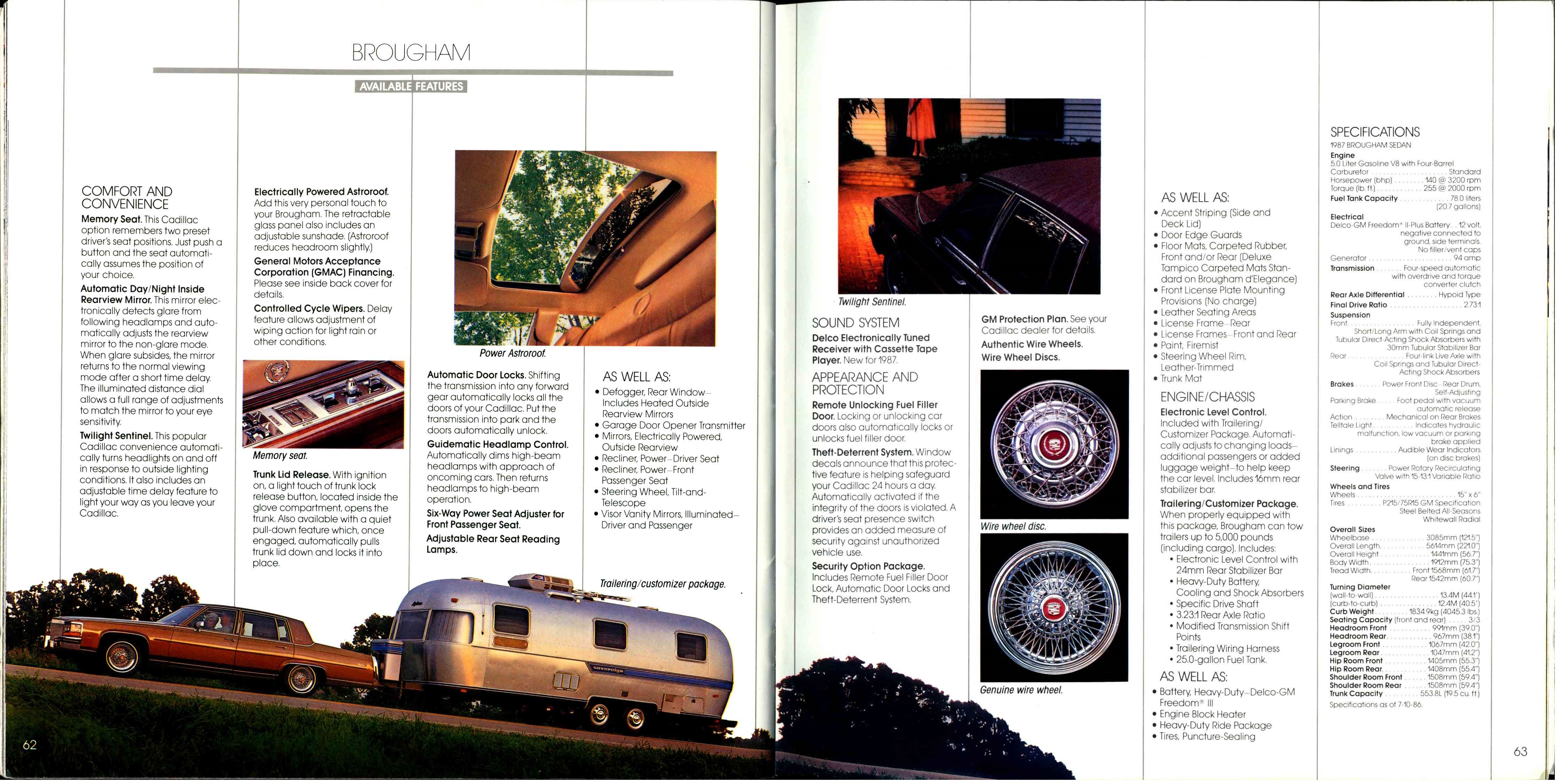 1987 Cadillac Full Line Prestige Brochure 62-63