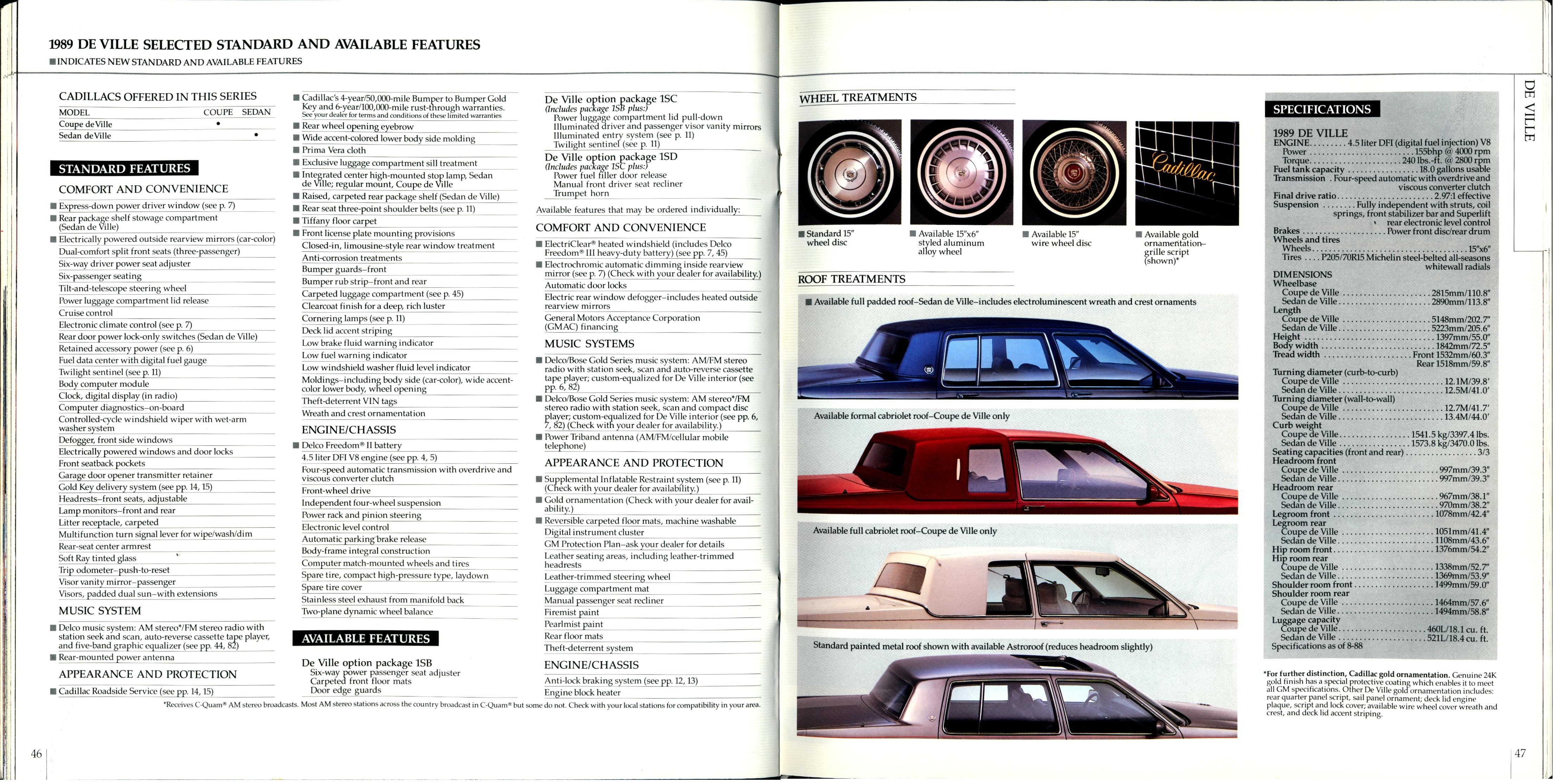 1989 Cadillac Full Line Prestige Brochure 46-47