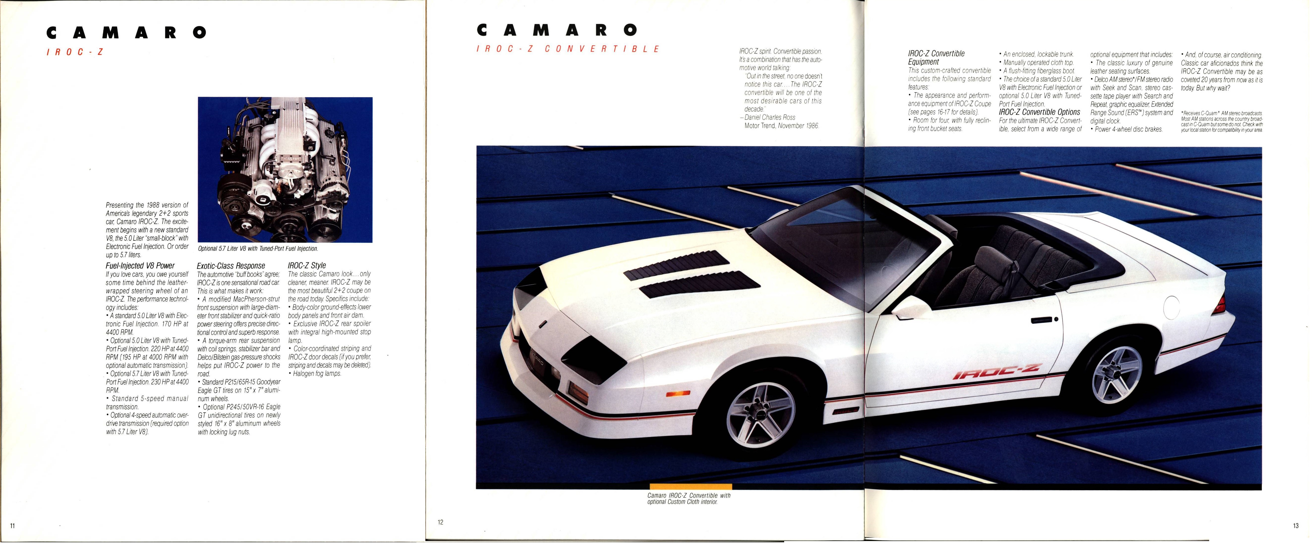 1988 Chevrolet Camaro Brochure 11-12-13