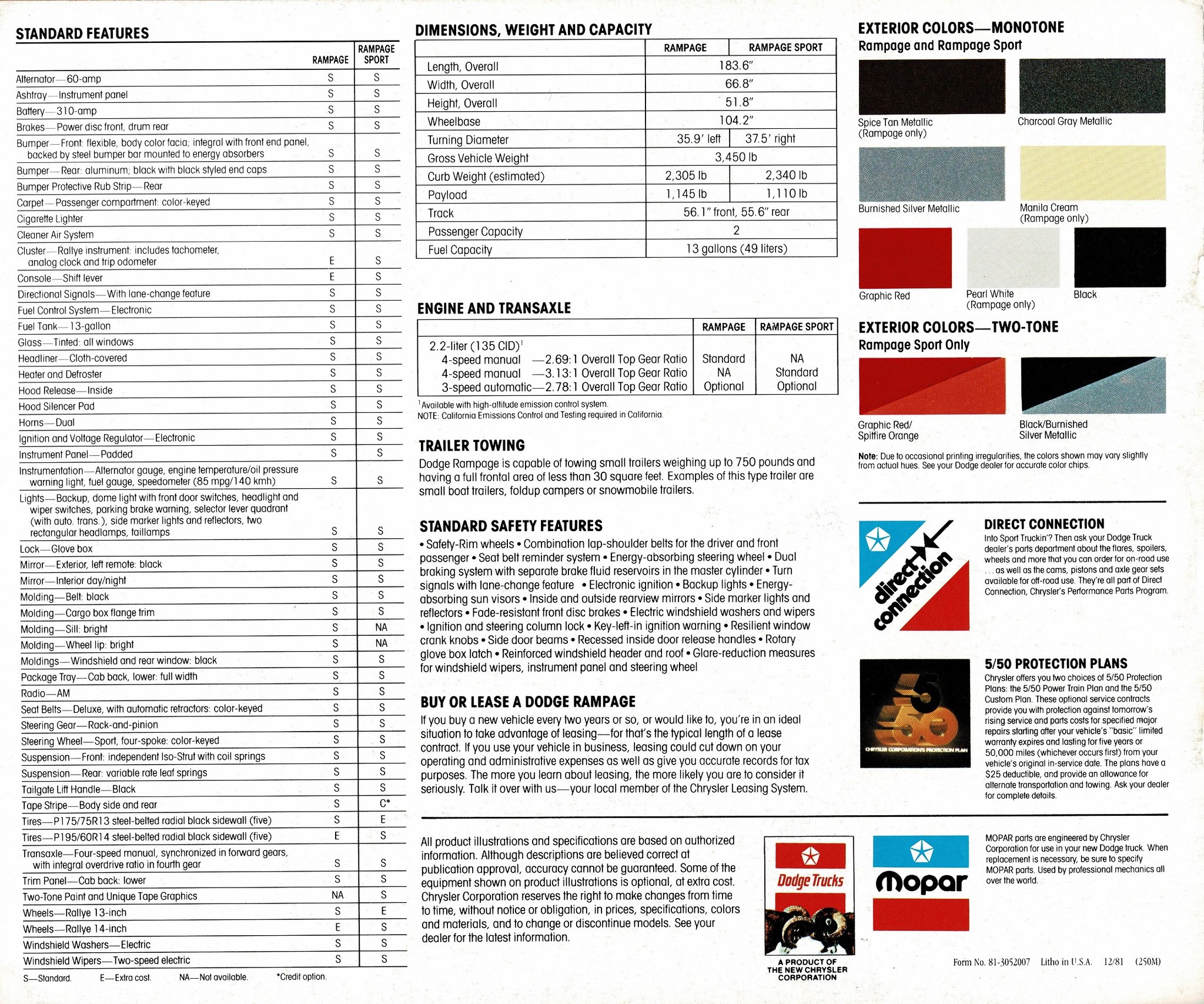 1982 Dodge Rampage Brochure 08