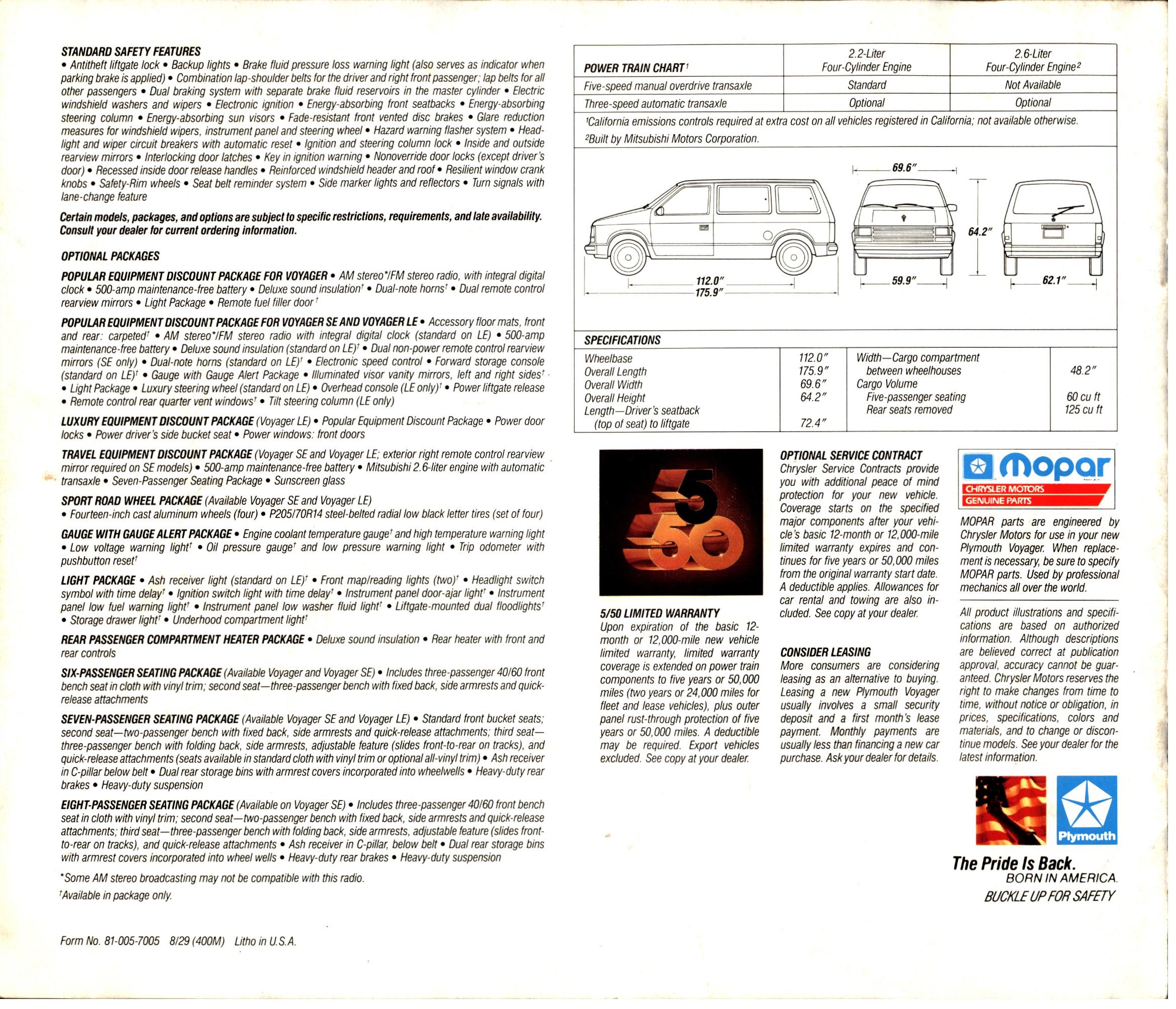 1987 Plymouth Voyager Brochure 14