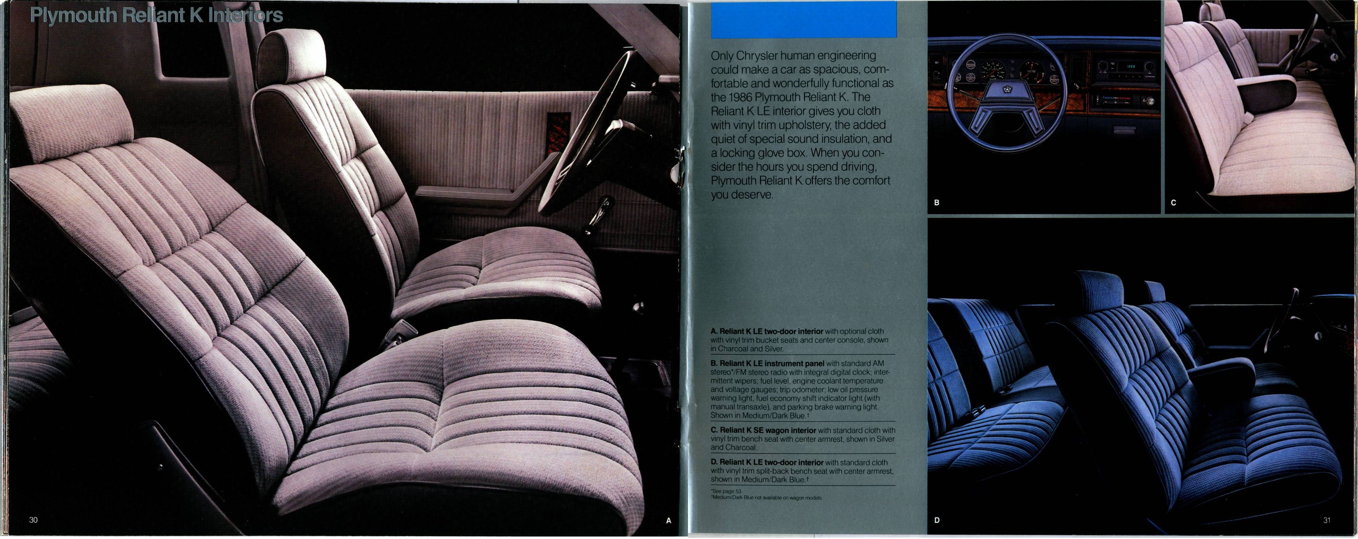 1986 Plymouth Full Line Prestige Brochure 30-31
