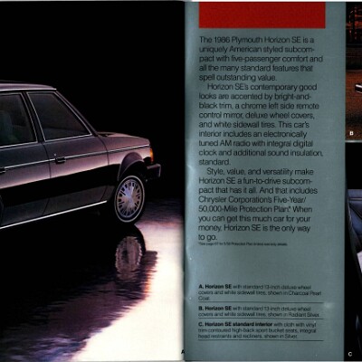 1986 Plymouth Full Line Prestige Brochure 46-47