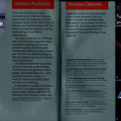 1986 Plymouth Full Line Prestige Brochure 48-49