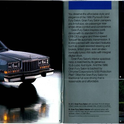 1986 Plymouth Full Line Prestige Brochure 50-51