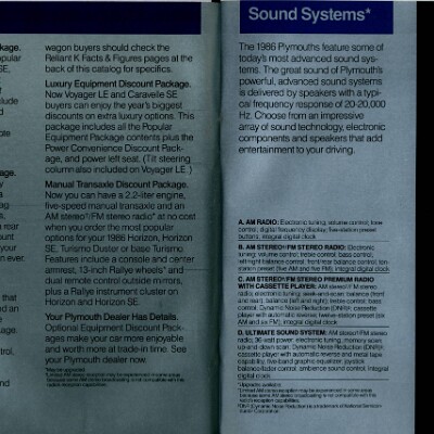 1986 Plymouth Full Line Prestige Brochure 52-53