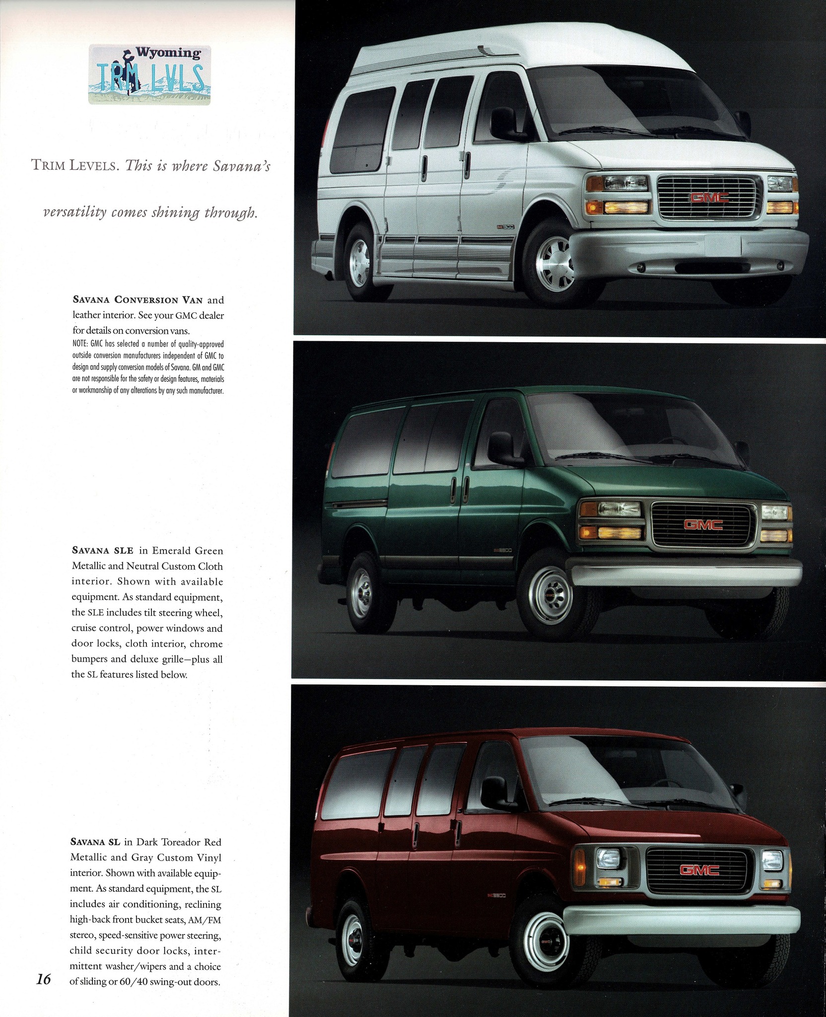 1997 GMC Savana Brochure 16