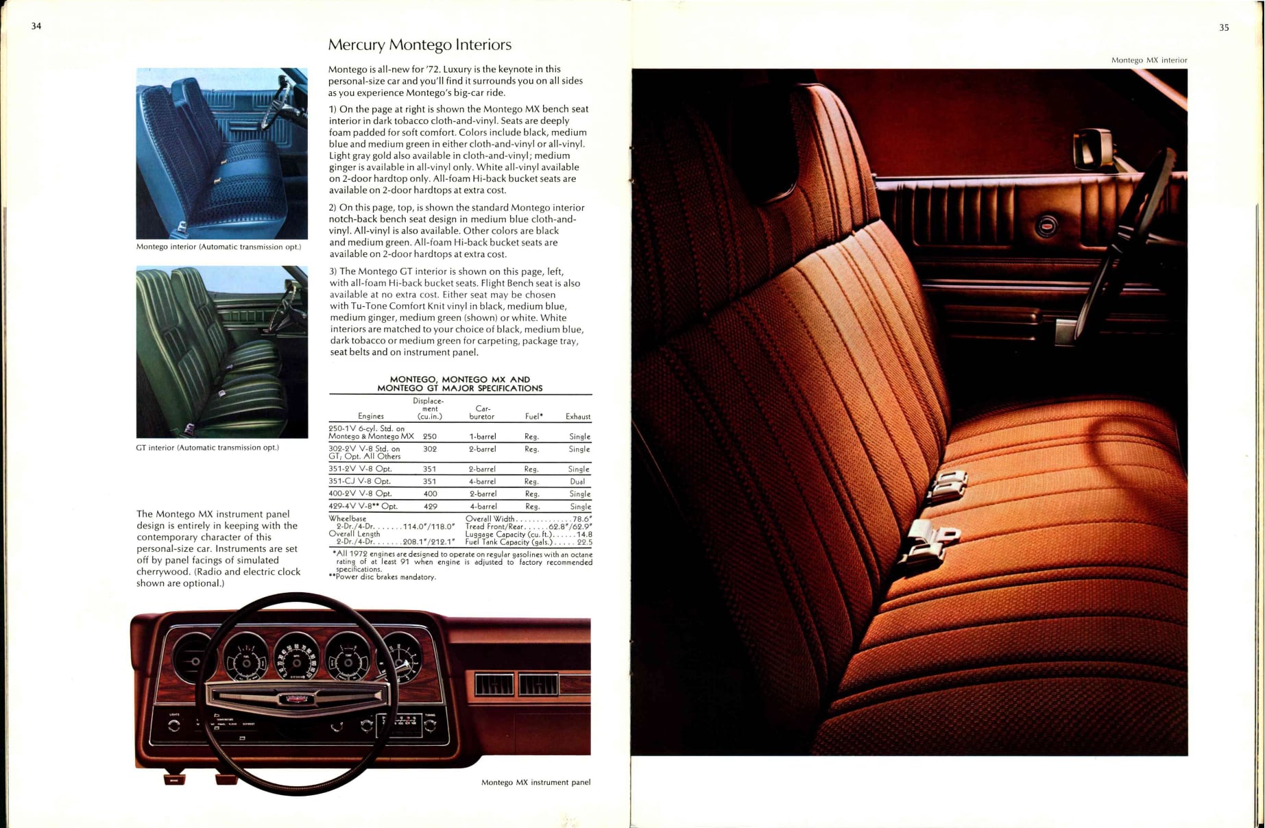 1972 Mercury Full Line Prestige Brochure 34-35