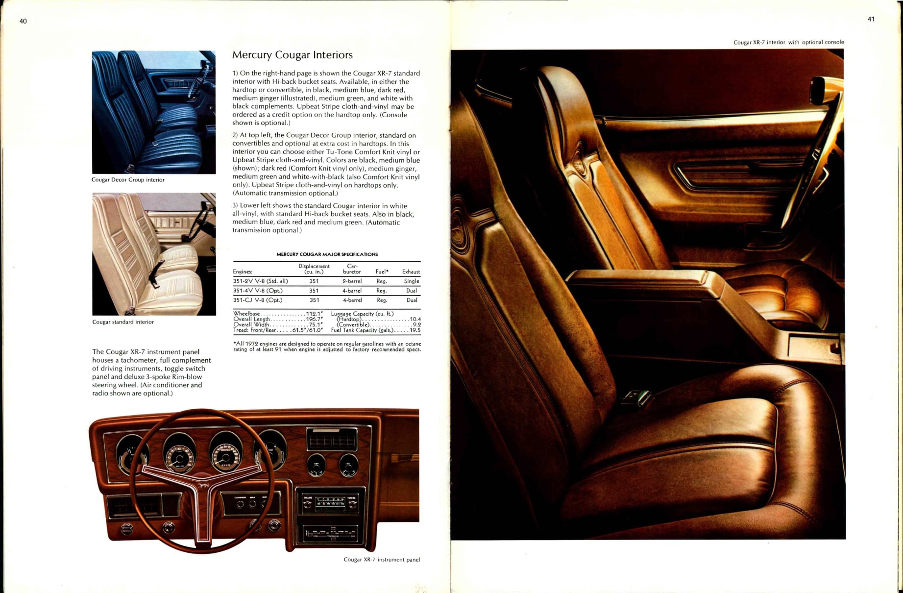 1972 Mercury Full Line Prestige Brochure 40-41