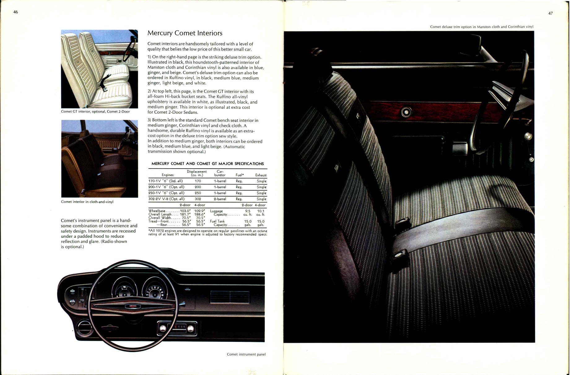 1972 Mercury Full Line Prestige Brochure 46-47