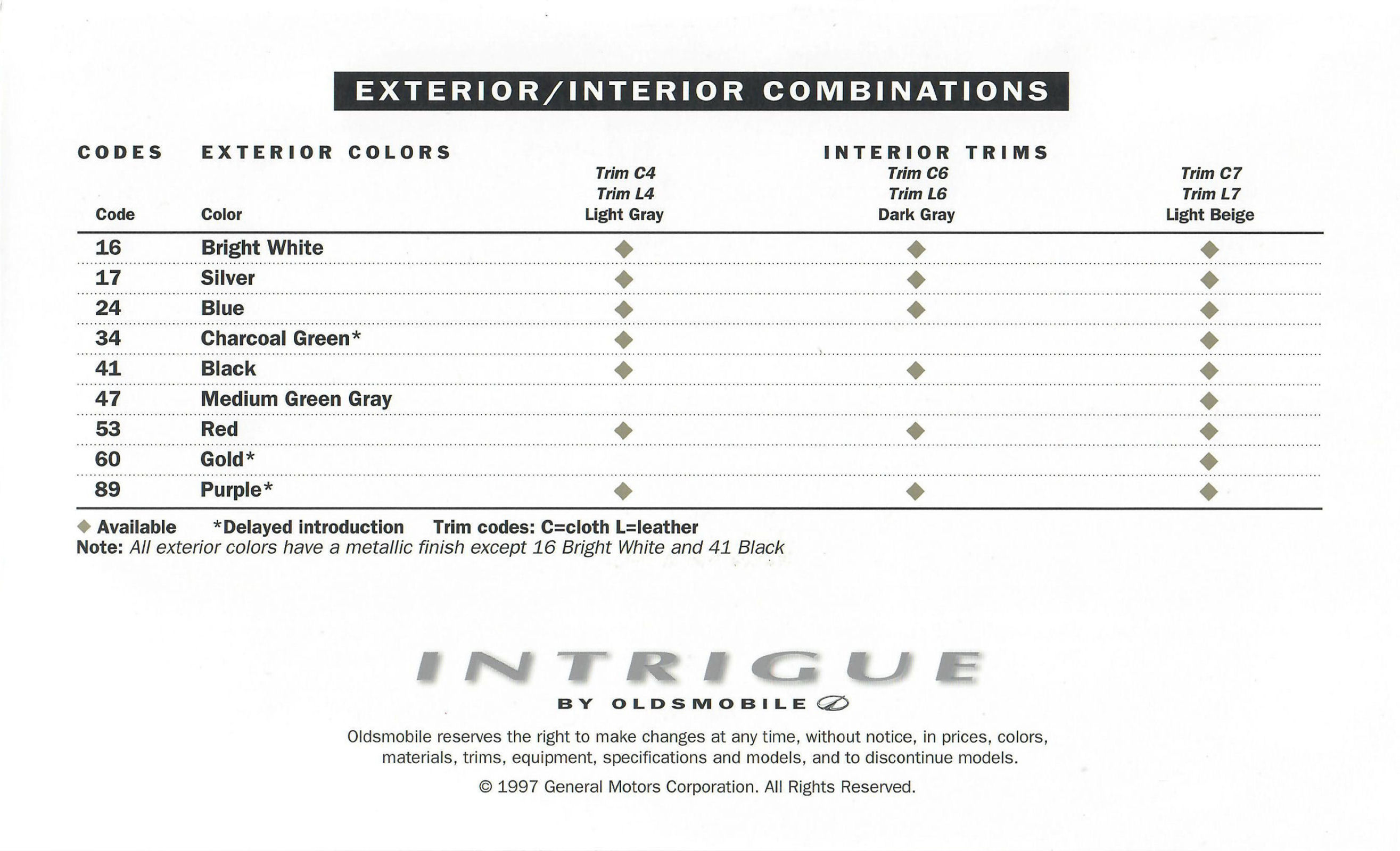 1998 Oldsmobile Intrigue Colors-04