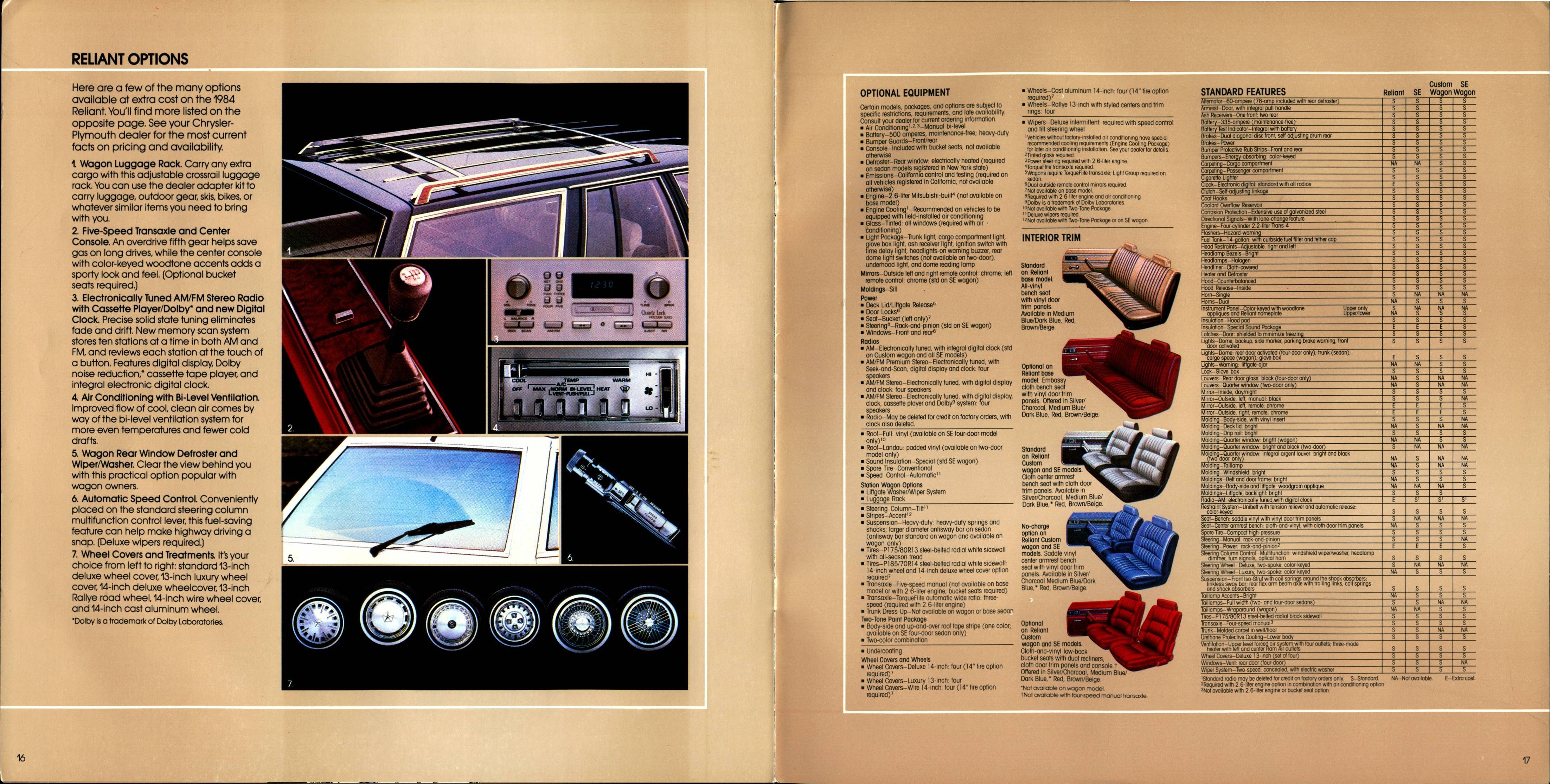 1984 Plymouth Reliant Brochure 16-17