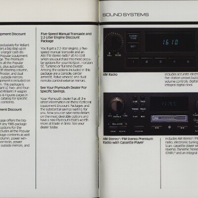 1985 Plymouth Full Prestige Brochure 52-53