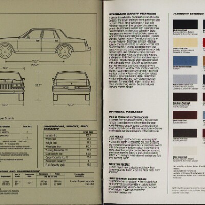 1985 Plymouth Full Prestige Brochure 66-67