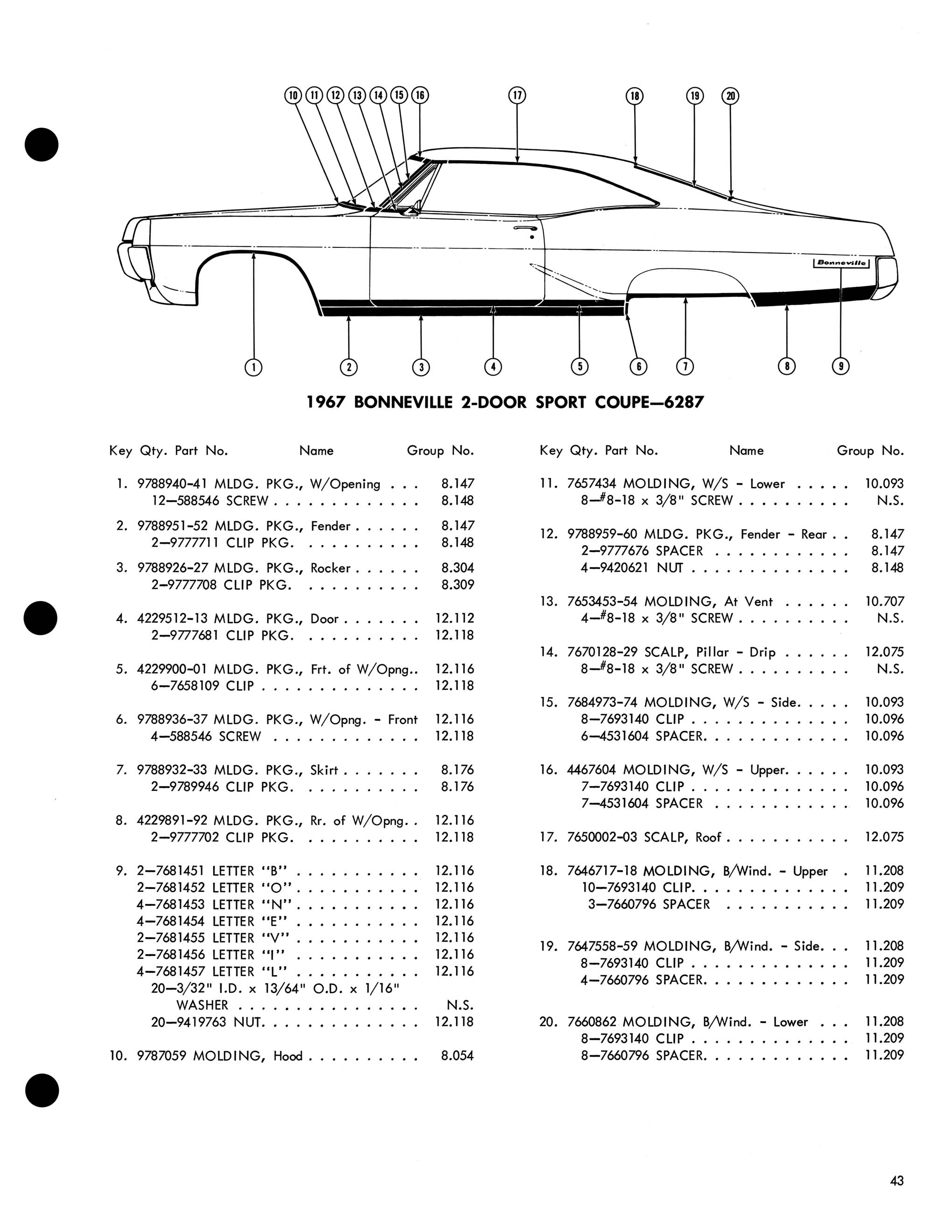 1967 Pontiac Molding and Clip Catalog-43